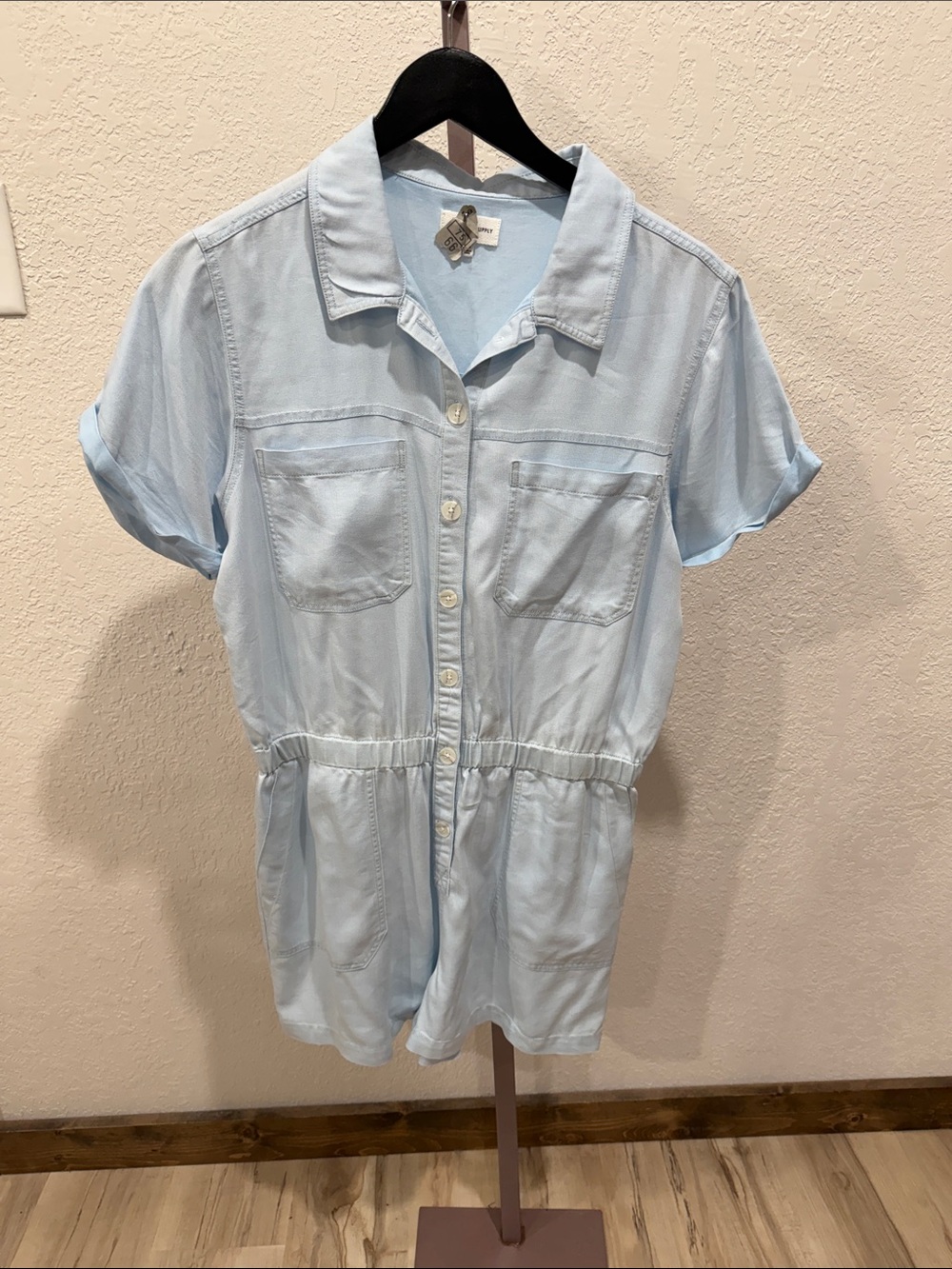Light Blue Button-Front Women’s Top romper